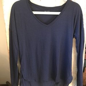 Mudd lightweight long sleeve blue and black striped top